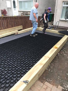 Gravel Grid Panel System Used in Driveway Along With Weed Control Fabric